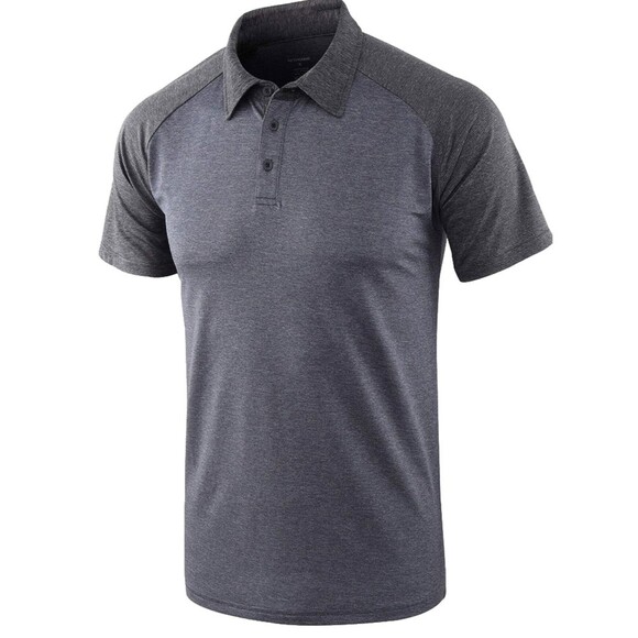 HETHCODE Men’s Quick Dry Short Sleeve Breathable Active Sports Golf T Shirt Gray - Picture 1 of 9
